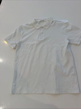Zara Men's White Polo Shirt with Two-Button Placket